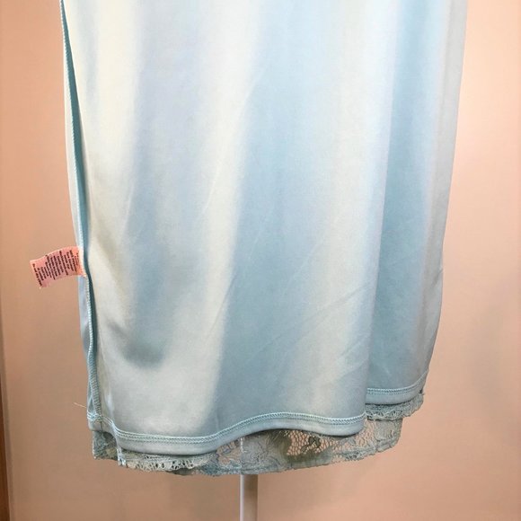 JUICY COUTURE Women Floral Shift Dress Baby Blue Lace M Short Sleeve Lined Y2K - Picture 7 of 9